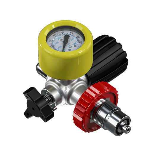 Conexiune butelie DRV DIN 300 bar cu manometru
