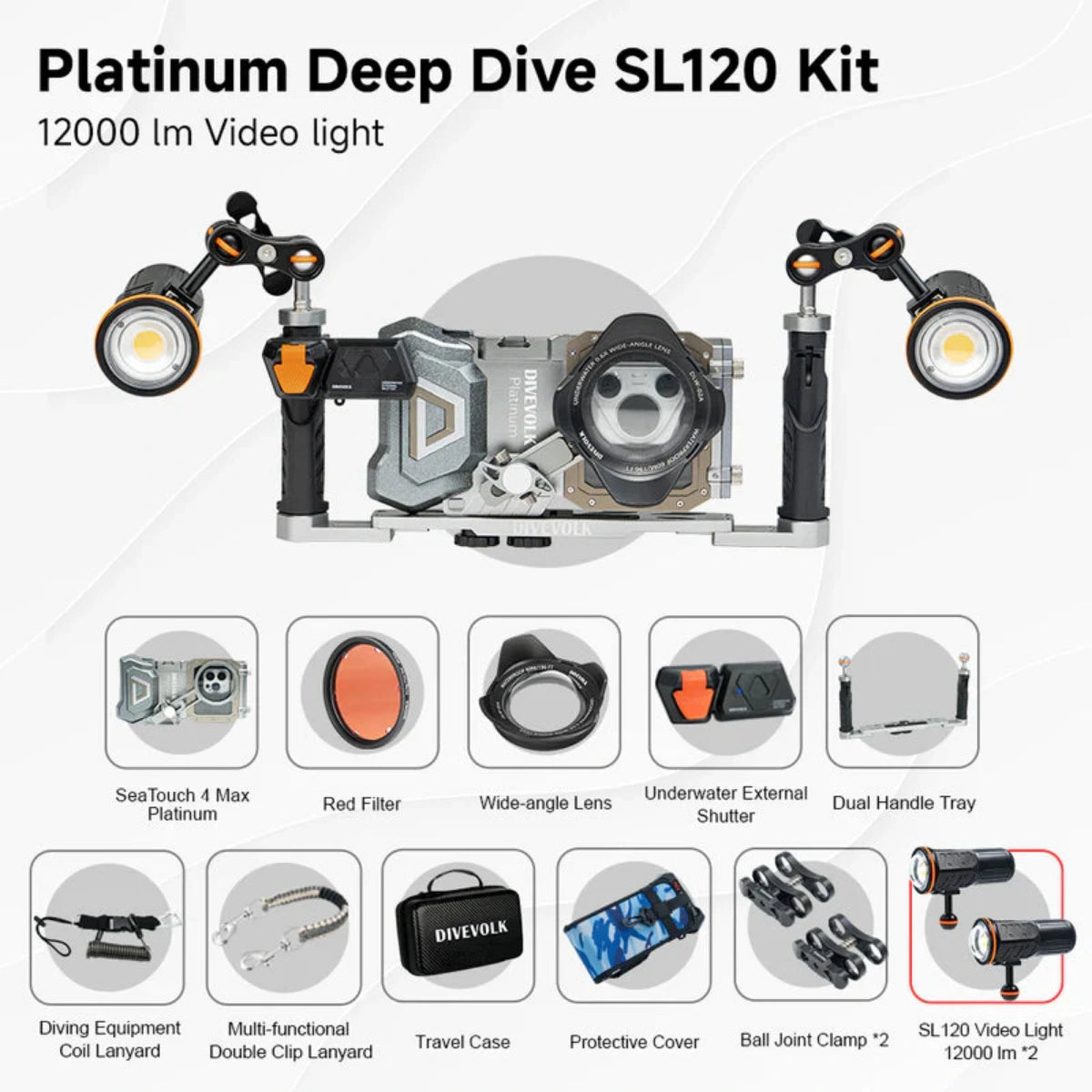 Kit foto-video underwater DIVEVOLK SeaTouch 4 Max Platinum Deep Dive Kit pentru smartphone