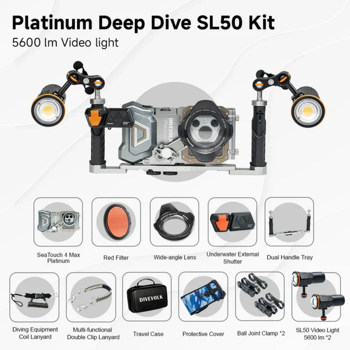 Kit foto-video underwater DIVEVOLK SeaTouch 4 Max Platinum Deep Dive Kit pentru smartphone