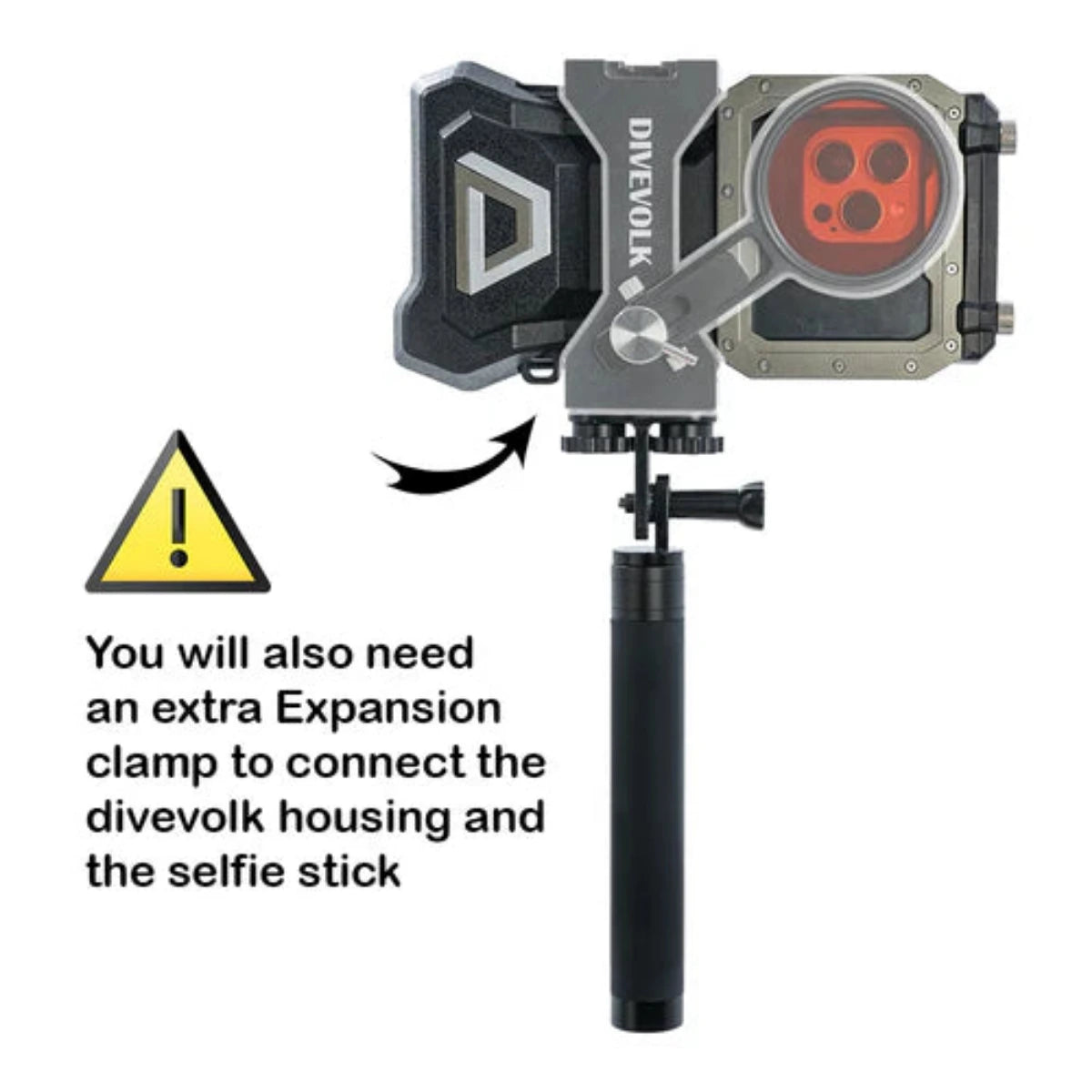 Dual Lock selfie stick for SeaTouch 4 Max underwater housing