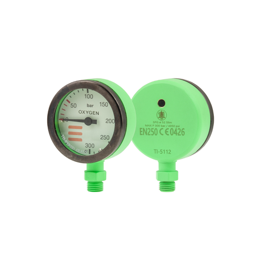 Manometru TECLINE O2 52 mm 300 bar Green